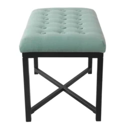 Rectangle Ottoman Velvet Tufted Cushion And Gold Metal X Base - HomePop -Chair Promotion Store GUEST 87ddbf1b 09d8 48f7 8916 b7854be86862