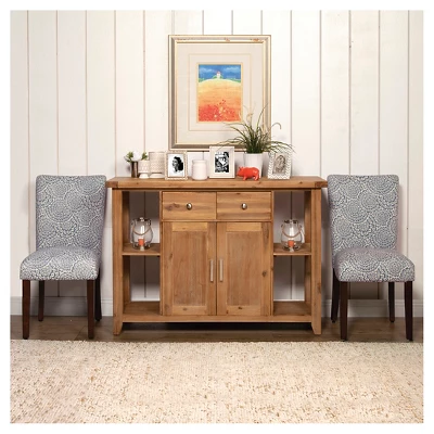 Set Of 2 Parson Dining Chair Wood/Periwinkle - Floral - HomePop 3 Set Of 2 Parson Dining Chair Wood/Periwinkle - Floral - HomePop - Image 3