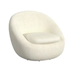 Round Swivel Chair White Sherpa - HomePop
