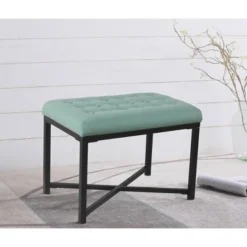 Rectangle Ottoman Velvet Tufted Cushion And Gold Metal X Base - HomePop -Chair Promotion Store GUEST a8ee5e39 dade 473a 9a78 4f37611a24fd