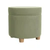 Round Storage Ottoman Light Sage Green Velvet - HomePop