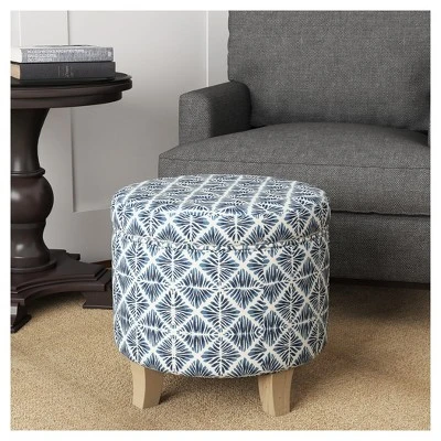 Cole Classics Round Storage Ottoman Flared Wood Leg - HomePop 3 Cole Classics Round Storage Ottoman Flared Wood Leg - HomePop - Image 3