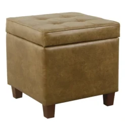 Square Tufted Faux Leather Storage Ottoman - HomePop -Chair Promotion Store GUEST af3b0181 60ca 47df 82df 2163a947e47f