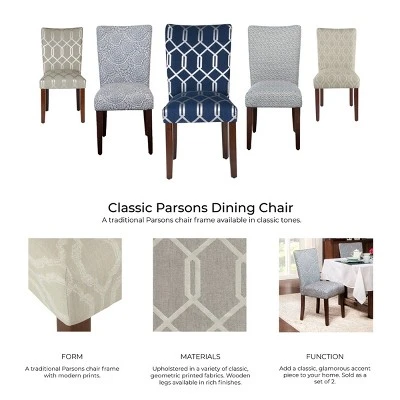 Set Of 2 Parson Dining Chair Wood/Periwinkle - Floral - HomePop 4 Set Of 2 Parson Dining Chair Wood/Periwinkle - Floral - HomePop - Image 4