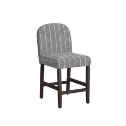 Rounded Back Woven Stripe Upholstered Counter Height Barstool Midnight - HomePop