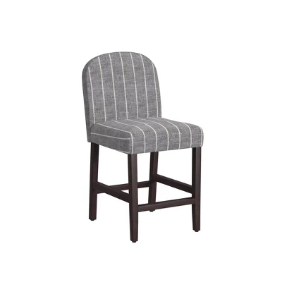 Rounded Back Woven Stripe Upholstered Counter Height Barstool Midnight - HomePop 1 Rounded Back Woven Stripe Upholstered Counter Height Barstool Midnight - HomePop