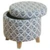 Cole Classics Round Storage Ottoman Flared Wood Leg - HomePop