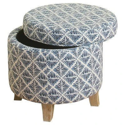 Cole Classics Round Storage Ottoman Flared Wood Leg - HomePop 1 Cole Classics Round Storage Ottoman Flared Wood Leg - HomePop