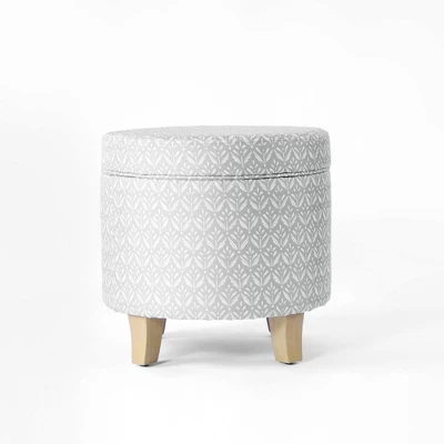 Cole Classics Round Storage Ottoman Flared Wood Leg - HomePop 8 Cole Classics Round Storage Ottoman Flared Wood Leg - HomePop - Image 8