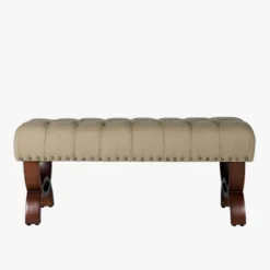 Carolina Tufted Bench With Nailhead Trim Cream - HomePop -Chair Promotion Store GUEST ea1eb497 0399 48ef bb6d b53ab95775dd