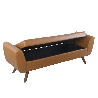 Modern Storage Bench With Wood Legs - HomePop 1 Modern Storage Bench With Wood Legs - HomePop