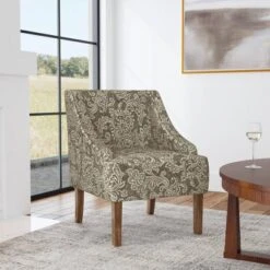 Classic Swoop Arm Chair Jacobean Print Brown - HomePop -Chair Promotion Store GUEST eed06906 1442 4b90 83bd 3c4b85d6b674