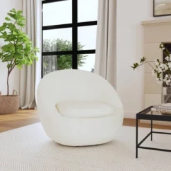 Round Swivel Chair White Sherpa - HomePop -Chair Promotion Store GUEST f477c9f4 63df 4f26 8620 b506c569a604