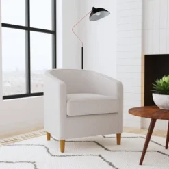 Modern Barrel Accent Chair Neutral Textured Solid - HomePop -Chair Promotion Store GUEST f5edf94e 6778 4d85 83f2 0489d1417cb9