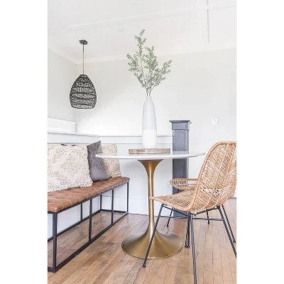 52.25" Draper Large Decorative Bench With Button Tufting Light Brown Faux Leather - HomePop 9 52.25" Draper Large Decorative Bench With Button Tufting Light Brown Faux Leather - HomePop - Image 9